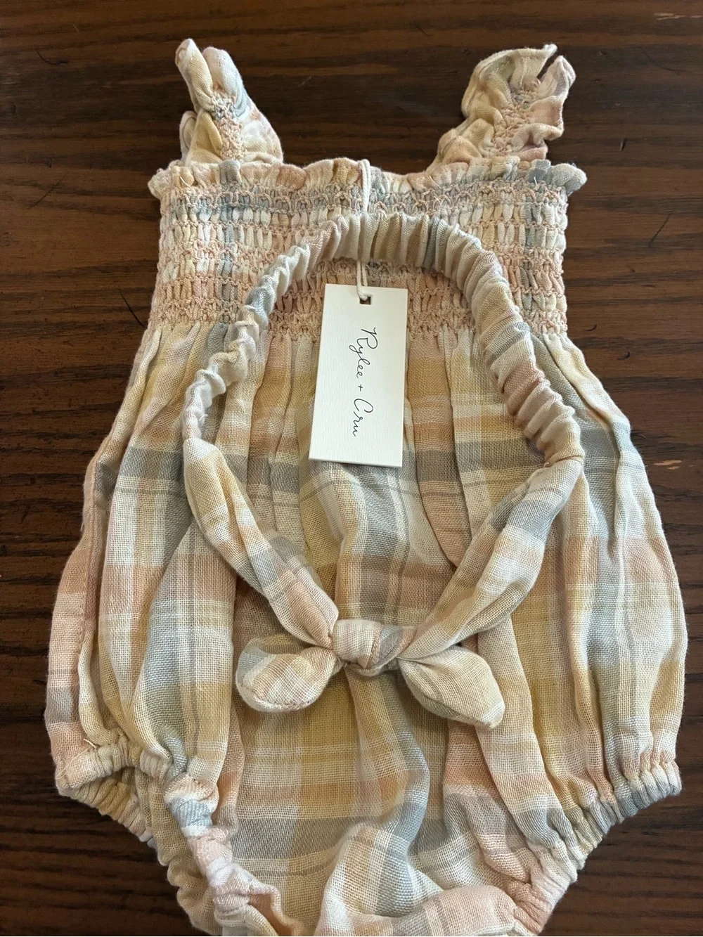 NWT Rylee + Cru Julia Plaid Romper Size 0-3 Months